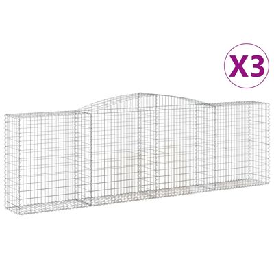 vidaXL Kosze gabionowe, 3 szt, 400x50x120/140 cm, galwanizowane żelazo