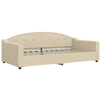 vidaXL Sofa rozsuwana z szufladami, kremowa, 100x200 cm, tkanina