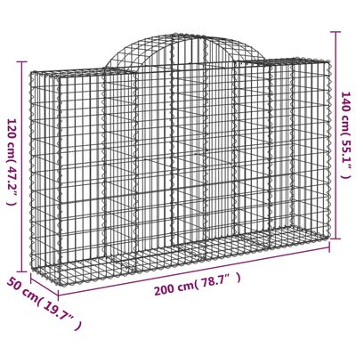 vidaXL Kosze gabionowe, 6 szt, 200x50x120/140 cm, galwanizowane żelazo