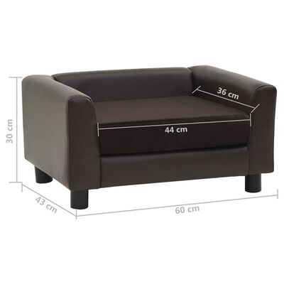 vidaXL Sofa dla psa, brązowa, 60x43x30 cm, plusz i sztuczna skóra