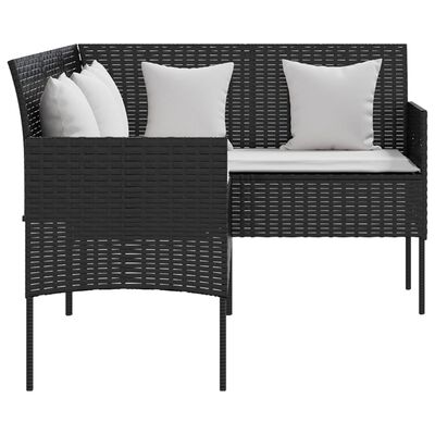 vidaXL Sofa w kształcie litery L, z poduszkami, polirattan, czarna