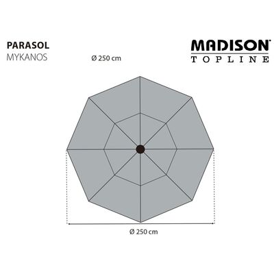 Madison Parasol ogrodowy Mykanos, 250 cm, kolor taupe