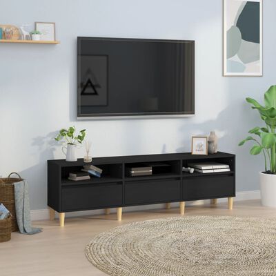 vidaXL Szafka pod TV, czarna, 150x30x44,5 cm, materiał drewnopochodny