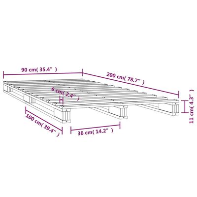 vidaXL Łóżko z palet, białe, 90x200 cm, lite drewno sosnowe