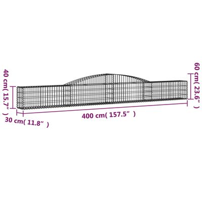 vidaXL Kosze gabionowe, 2 szt, 400x30x40/60 cm, galwanizowane żelazo