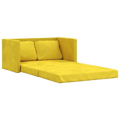 vidaXL Sofa podłogowa 2-w-1, ciemnożółta, 122x204x55 cm, aksamit