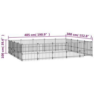 vidaXL Kojec zewnętrzny dla psa, stalowy, 18,82 m²