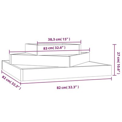 vidaXL Donica, czarna, 83x83x27 cm, lite drewno sosnowe