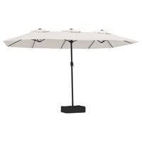 vidaXL Podwójny parasol ogrodowy z LED, piaskowa biel, 449x245 cm