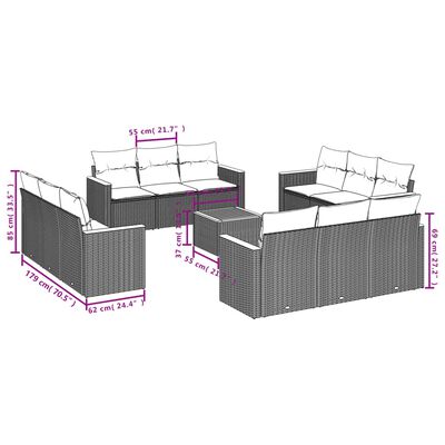 vidaXL 13-cz. zestaw mebli ogrodowych z poduszkami, mieszany beż
