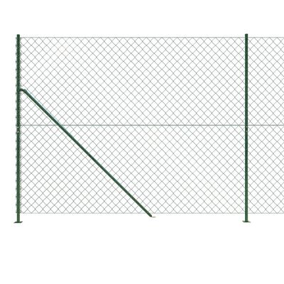 vidaXL Ogrodzenie z siatki, ze stopami słupków, zielone, 2x25 m