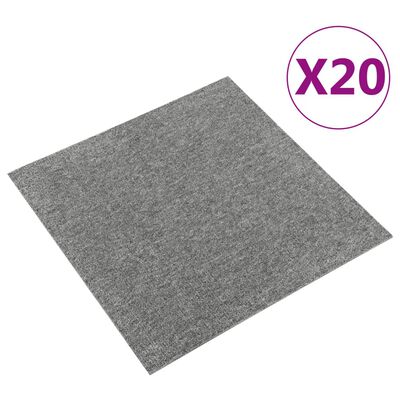 vidaXL Podłogowe płytki dywanowe, 20 szt., 5 m², 50x50 cm, szare