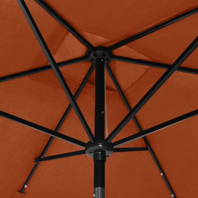 vidaXL Parasol ogrodowy z LED i stalowym słupkiem, terakota, 2x3 m