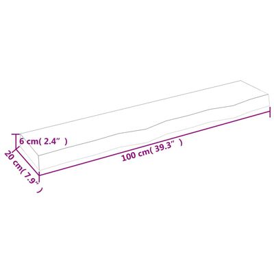 vidaXL Półka, ciemnobrązowa 100x20x6 cm, wykończone lite drewno dębowe