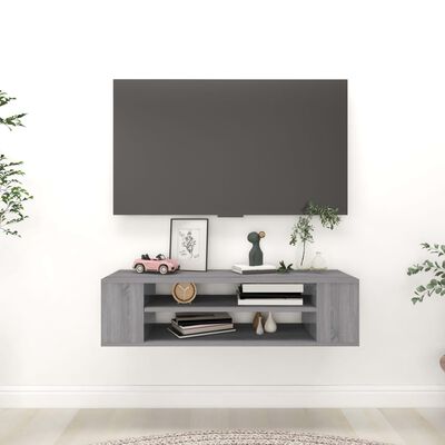 vidaXL Wisząca szafka pod TV, szary dąb sonoma, 100x30x26,5 cm