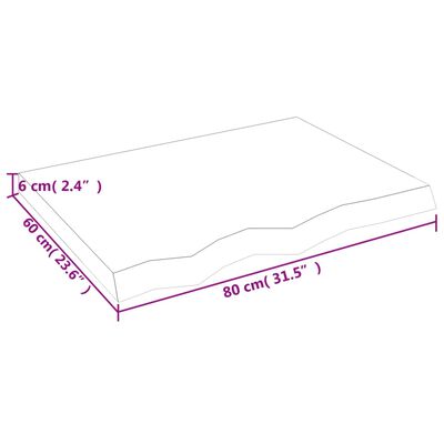 vidaXL Blat do łazienki, ciemnobrązowy, 80x60x(2-6) cm, lite drewno