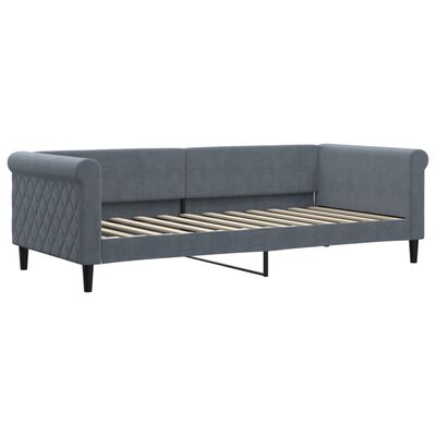 vidaXL Sofa rozsuwana z szufladami, ciemnoszara, 90x200 cm, aksamit