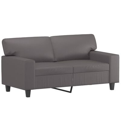 vidaXL 2-osobowa sofa z poduszkami, szara, 120 cm, sztuczna skóra