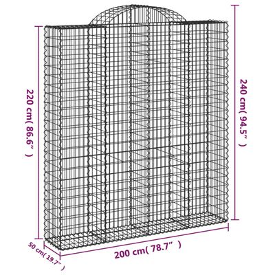 vidaXL Kosze gabionowe, 6 szt, 200x50x220/240 cm, galwanizowane żelazo