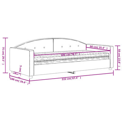 vidaXL Sofa z materacem do spania, jasnoszara, 90x200 cm, aksamit