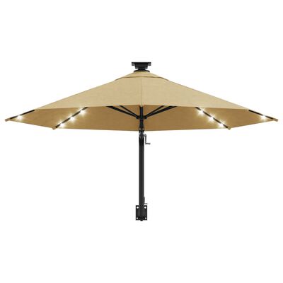 vidaXL Parasol ogrodowy z LED, ścienny, 300 cm, taupe