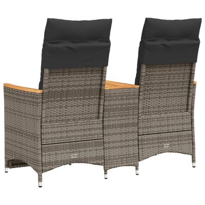 vidaXL Rozkładana sofa ogrodowa ze stolikiem, 2-os., szara, rattan PE