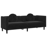 vidaXL Sofa 3-osobowa z poduszkami, czarna, aksamit