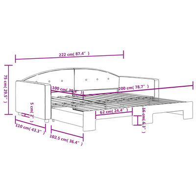 vidaXL Sofa rozsuwana, jasnoszara, 100x200 cm, aksamit