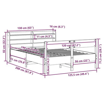 vidaXL Rama łóżka bez materaca, biała, 120x190 cm, lite drewno sosnowe