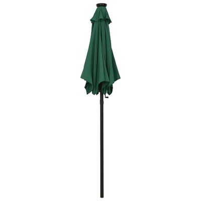 vidaXL Parasol ogrodowy z LED, zielony, 200x211 cm, aluminium