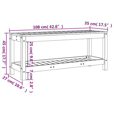 vidaXL Ławka ogrodowa, biała, 108x35x45 cm, lite drewno sosnowe