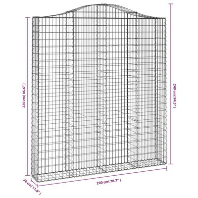 vidaXL Kosze gabionowe, 2 szt, 200x30x220/240 cm, galwanizowane żelazo