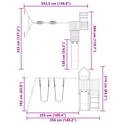 vidaXL Plac zabaw do ogrodu, impregnowane drewno sosnowe