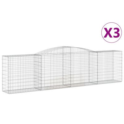 vidaXL Kosze gabionowe, 3 szt, 400x50x100/120 cm, galwanizowane żelazo