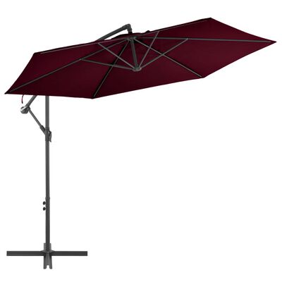 vidaXL Parasol wiszący na aluminiowym słupku, bordowy, 300 cm