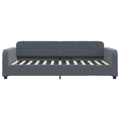 vidaXL Sofa rozsuwana z szufladami, ciemnoszara, 90x200 cm, aksamit