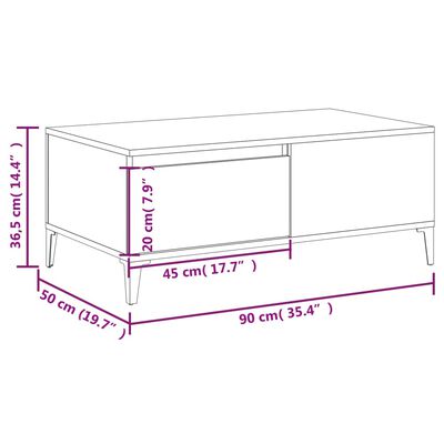 vidaXL Stolik kawowy, dąb sonoma 90x50x36,5 cm materiał drewnopochodny