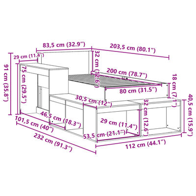 vidaXL Łóżko bez materaca, białe, 80x200 cm, lite drewno sosnowe