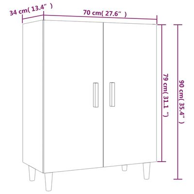 vidaXL Komoda, biała z połyskiem, 70x34x90 cm, materiał drewnopochodny