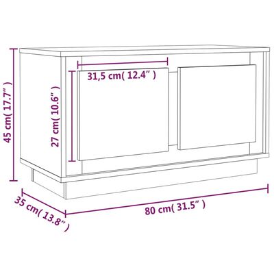 vidaXL Szafka pod TV, biała, połysk, 80x35x45 cm