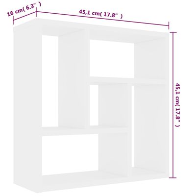 vidaXL Półka ścienna, biała, 45,1x16x45,1 cm, materiał drewnopochodny