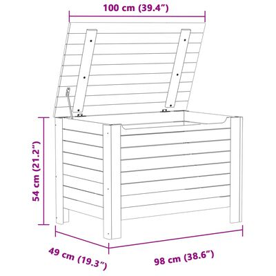 vidaXL Skrzynia z wiekiem RANA, biała, 100x49x54 cm, drewno sosnowe