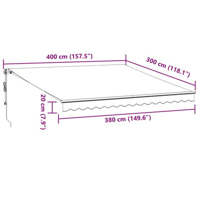 vidaXL Automatycznie zwijana markiza, antracytowo-biała, 400x300 cm