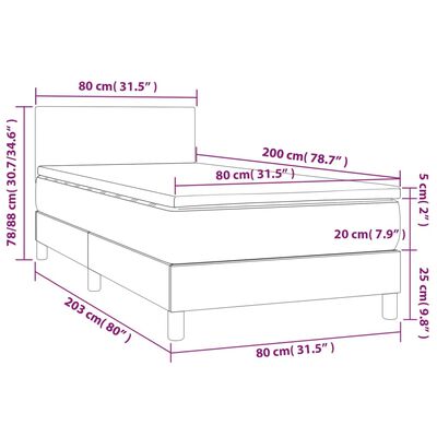 vidaXL Łóżko kontynentalne, materac i LED cappuccino ekoskóra 80x200cm