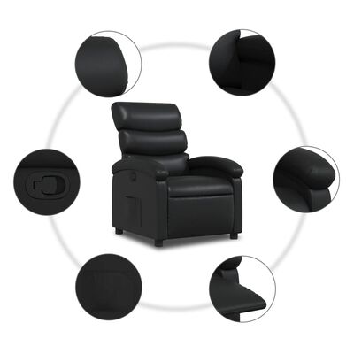 vidaXL Fotel rozkładany, czarny, sztuczna skóra
