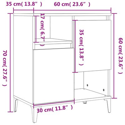 vidaXL Komody, 3 szt., czarne, 60x35x70 cm, materiał drewnopochodny