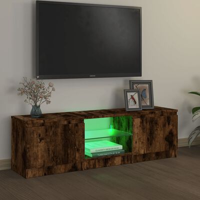 vidaXL Szafka pod TV z LED, przydymiony dąb, 120x30x35,5 cm