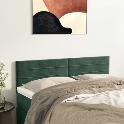 vidaXL Zagłówki do łóżka, 2 szt, ciemnozielone, 72x5x78/88 cm, aksamit