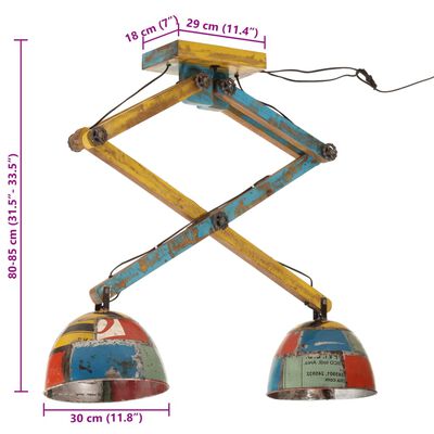 vidaXL Lampa sufitowa 25 W, wielokolorowa, 29x18x85 cm, E27