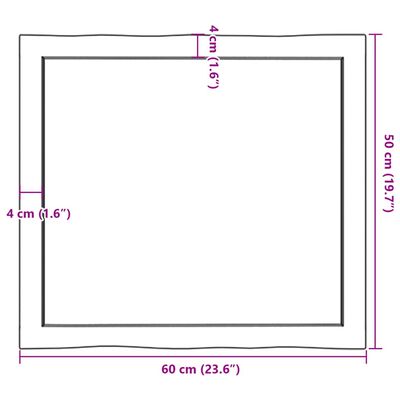 vidaXL Blat, ciemnobrązowy 60x50x(2-4) cm drewno z naturalną krawędzią